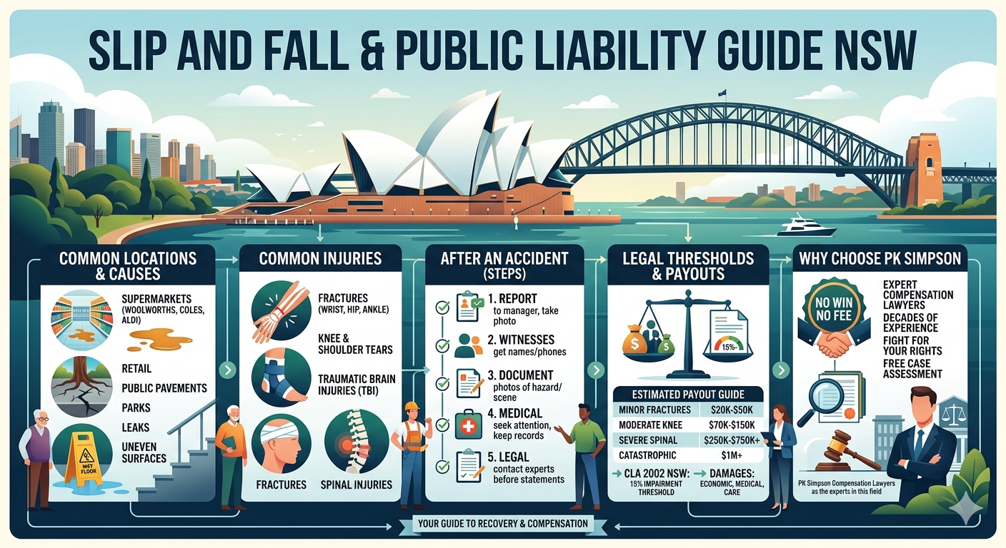 A Comprehensive Manual on Rights, Compensation, and Legal Thresholds for slip and fall injuries in NSW. Everything you need to know.